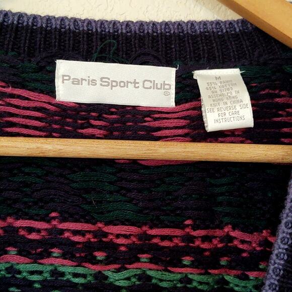 Vintage Paris Sport Club spring colors heavy cardigan - Picture 3 of 4